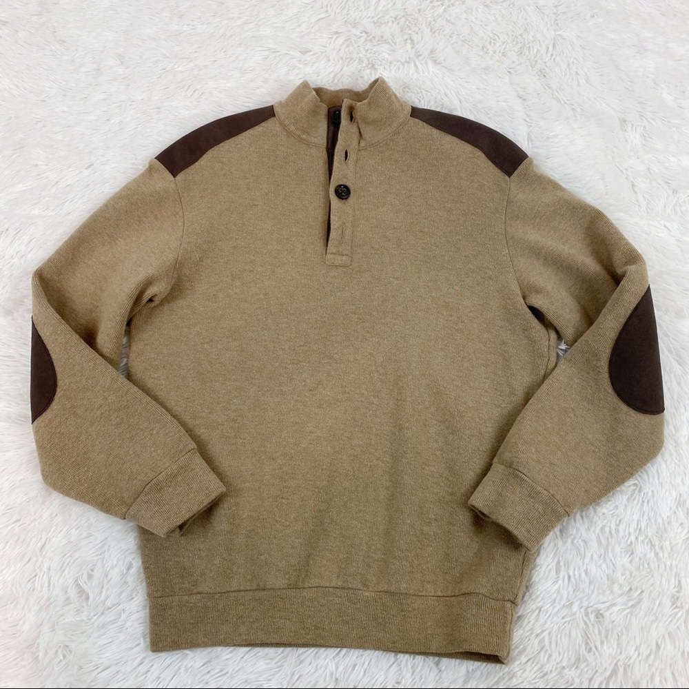 Cremieux elbow patch pullover sweater button front